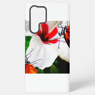 Hibiscus flower with 2 Tiger Longwing butterflies Samsung Galaxy S22 Ultra Case