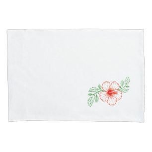 Hibiscus Flower with leaves Pillow Case