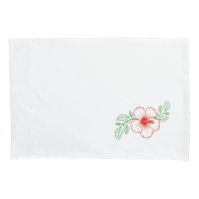 Hibiscus Flower with leaves Pillow Case (Front)