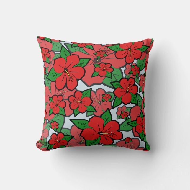 Hibiscus Flowers #1 Throw Pillow (Front)
