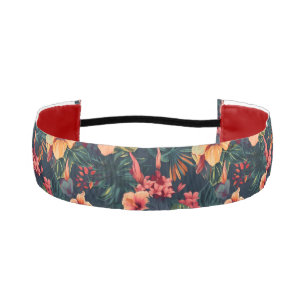 Hibiscus Flowers, A Tropical Floral Pattern Athletic Headband