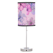 Hibiscus flowers and hummingbird: purple seamless table lamp (Back)
