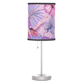 Hibiscus flowers and hummingbird: purple seamless table lamp (Right)
