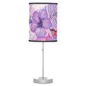 Hibiscus flowers and hummingbird: purple seamless  table lamp (Front)
