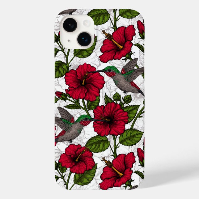 Hibiscus flowers and hummingbirds Case-Mate iPhone case (Back)