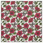Hibiscus flowers and hummingbirds fabric