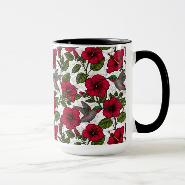 Hibiscus flowers and hummingbirds mug (Right)