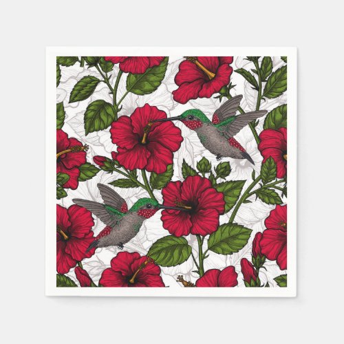 Hibiscus flowers and hummingbirds napkins