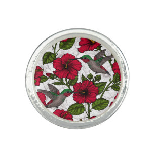Hibiscus flowers and hummingbirds ring