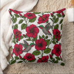 Hibiscus flowers and hummingbirds throw pillow<br><div class="desc">Vector seamless pattern with hand drawn hibiscus flowers and Hibiscus flowers and hummingbirds</div>