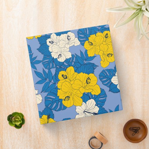 Hibiscus flowers and leaves   3 ring binder