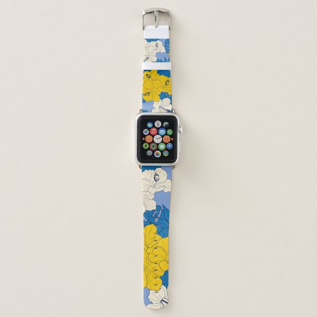 Hibiscus flowers and leaves   apple watch band (Front)
