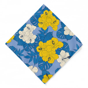Hibiscus flowers and leaves bandana