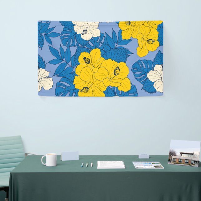Hibiscus flowers and leaves   banner (Tradeshow)