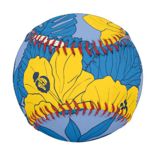 Hibiscus flowers and leaves  baseball