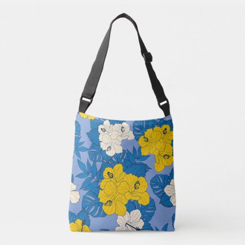 Hibiscus flowers and leaves  crossbody bag