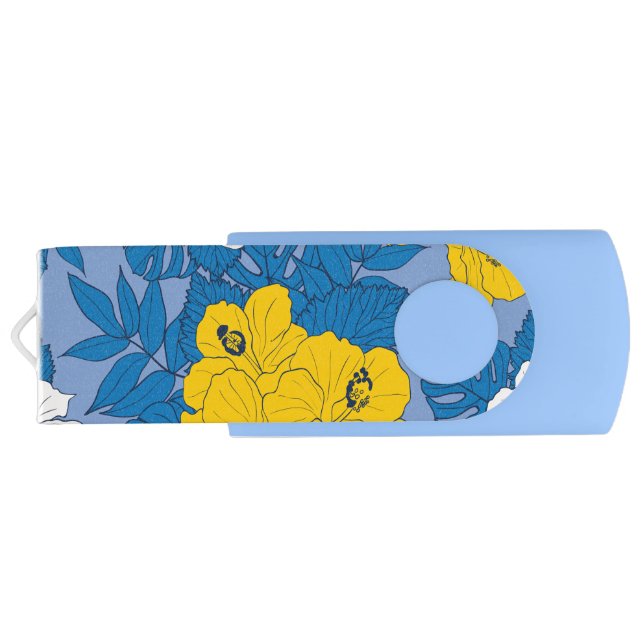 Hibiscus flowers and leaves   flash drive (Back)