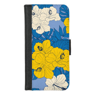 Hibiscus flowers and leaves iPhone 8/7 wallet case