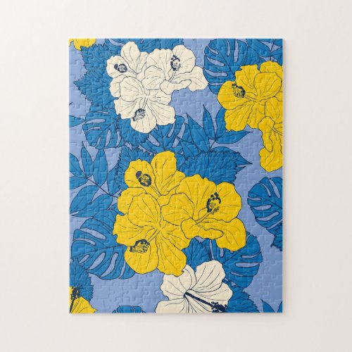 Hibiscus flowers and leaves   jigsaw puzzle