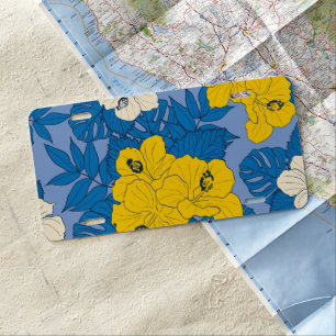 Hibiscus flowers and leaves  license plate