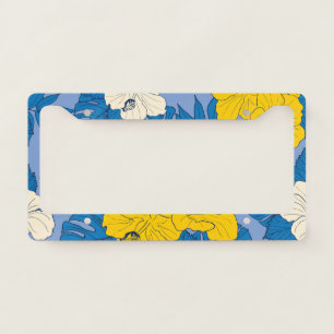 Hibiscus flowers and leaves   license plate frame