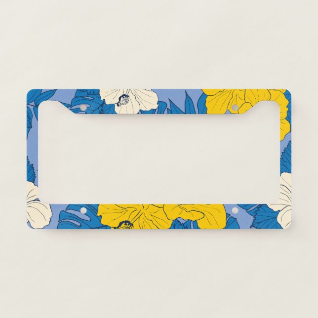 Hibiscus flowers and leaves   license plate frame (Front)