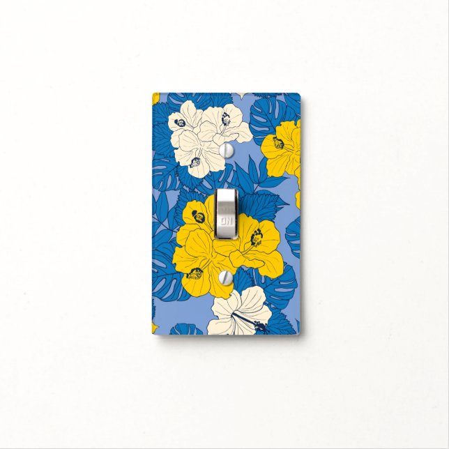 Hibiscus flowers and leaves  light switch cover (In Situ)