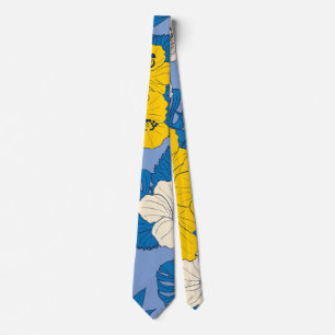 Hibiscus flowers and leaves   neck tie