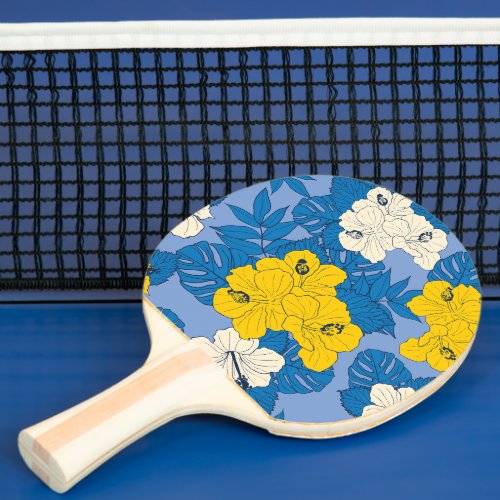 Hibiscus flowers and leaves   ping pong paddle