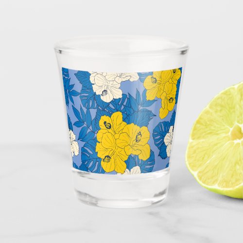 Hibiscus flowers and leaves   shot glass