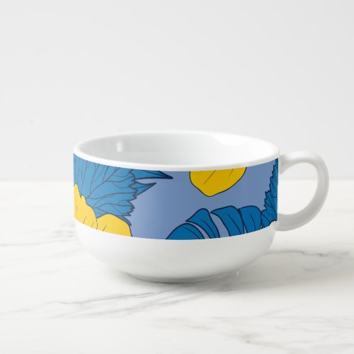 Hibiscus flowers and leaves  soup mug