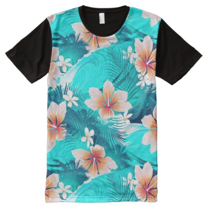 Hibiscus flowers at the beach All-Over-Print shirt