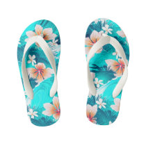 Hibiscus flowers at the beach kid's flip flops Hibiscus flowers at the beach kid's flip flops