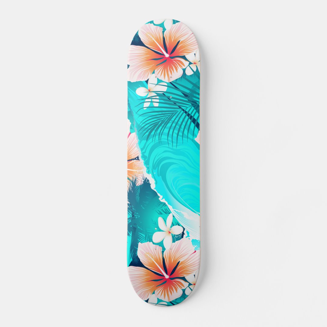 Hibiscus flowers at the beach skateboard Zazzle