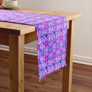 Hibiscus Flowers Bouquet Pattern Tinted Short Table Runner