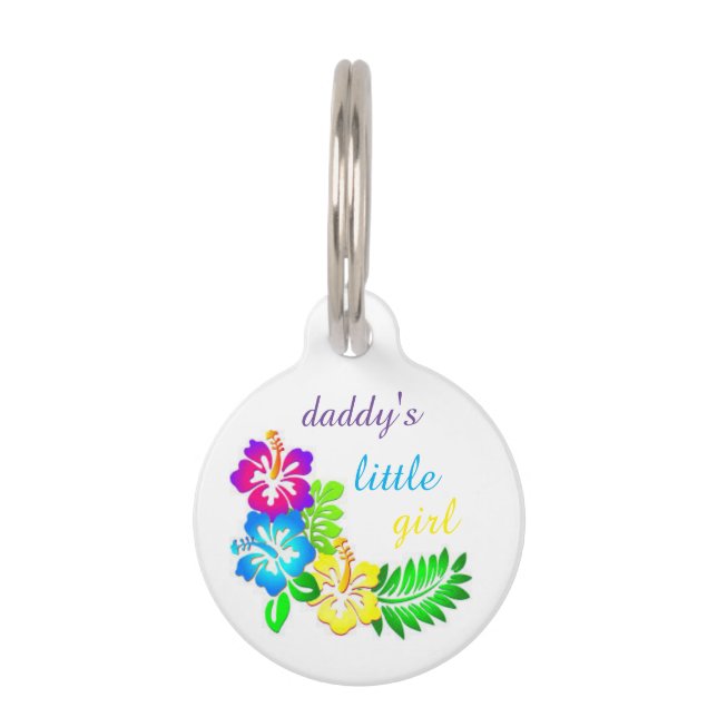 Hibiscus Flowers Daddy's Little Girl Pet ID Tag (Front)