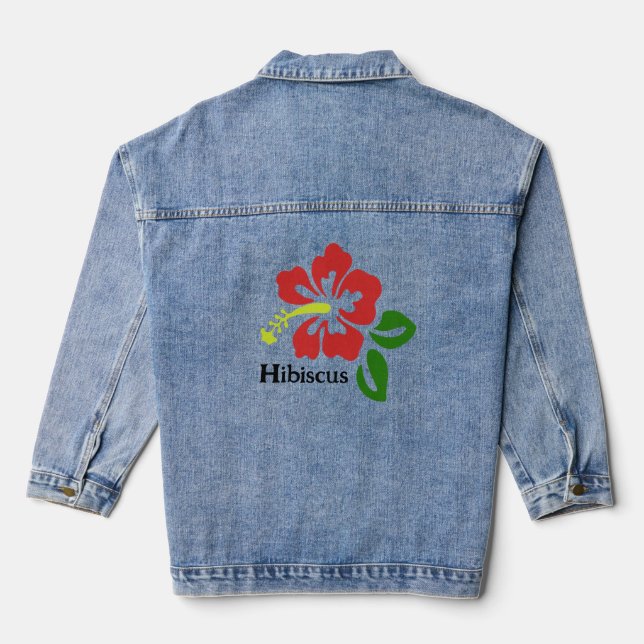 Hibiscus Flowers Design Denim Jacket (Back)