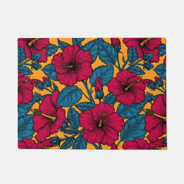 Hibiscus flowers doormat (Front)