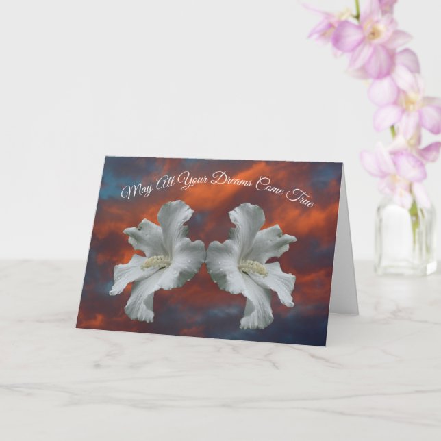 Hibiscus Flowers Dreams Come True Inspirational Card (Orchid)