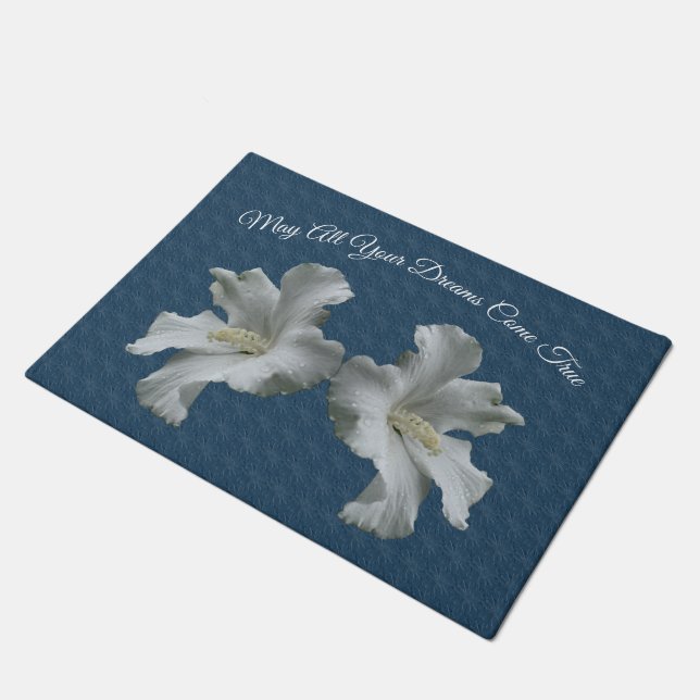 Hibiscus Flowers Dreams Come True Inspirational  Doormat (Angled)
