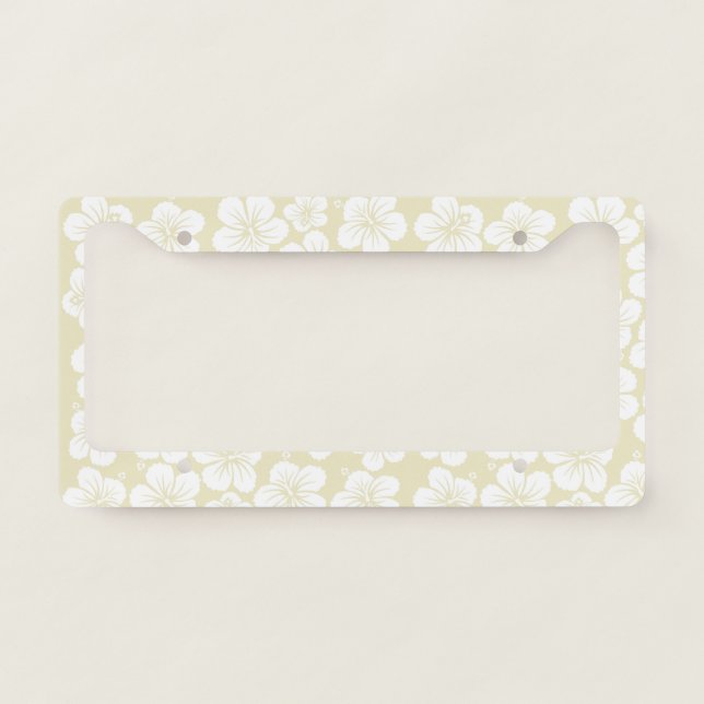 Hibiscus Flowers Exotic Tropical Floral Pattern License Plate Frame (Front)