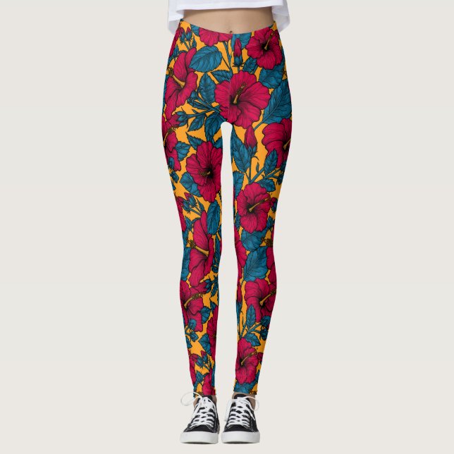 Hibiscus flowers leggings (Front)