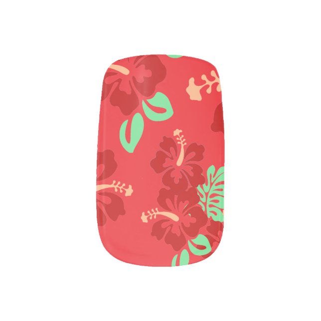 Hibiscus Flowers Minx Nail Art (Left Thumb)