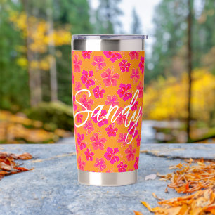 Hibiscus Flowers Orange Personalized Gift Insulated Tumbler