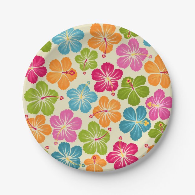 Hibiscus Flowers Paper Plates (Front)