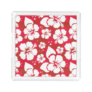Hibiscus Flowers Pattern Acrylic Tray