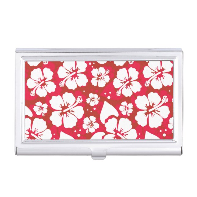 Hibiscus Flowers Pattern Business Card Holder (Front)