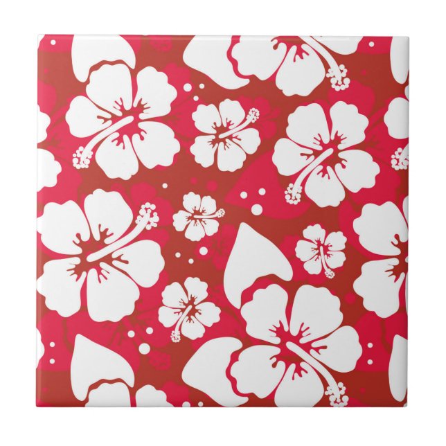 Hibiscus Flowers Pattern Ceramic Tile (Front)