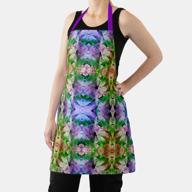 Hibiscus Flowers Pattern Distressed      Apron (Insitu)