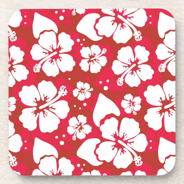 Hibiscus Flowers Pattern Drink Coaster (Front)